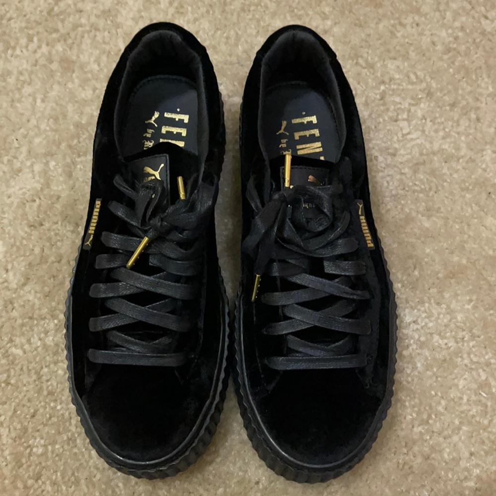 Puma Fenty x Velvet Creeper Sneakers Size 9.5 Color Black Gold